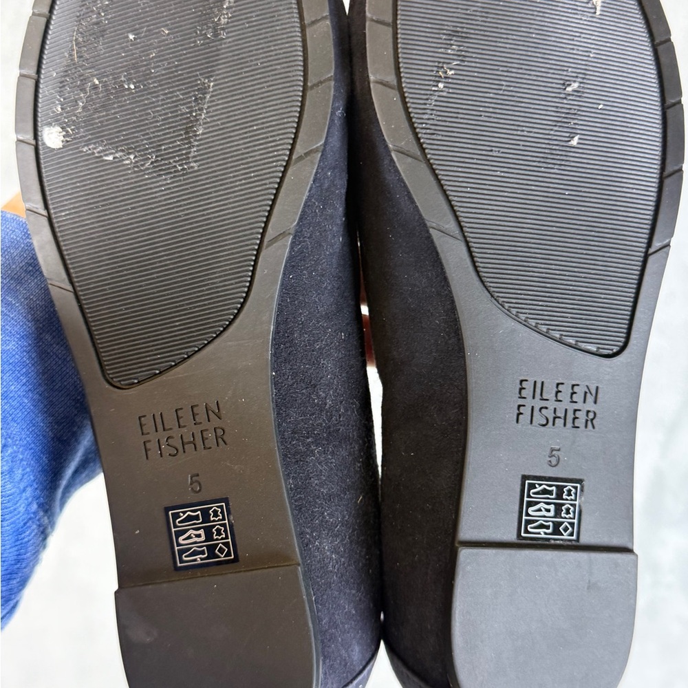 Eileen Fisher Shoes Size 5 Navy Suede Flats Ballet Comfy - Picture 5 of 8